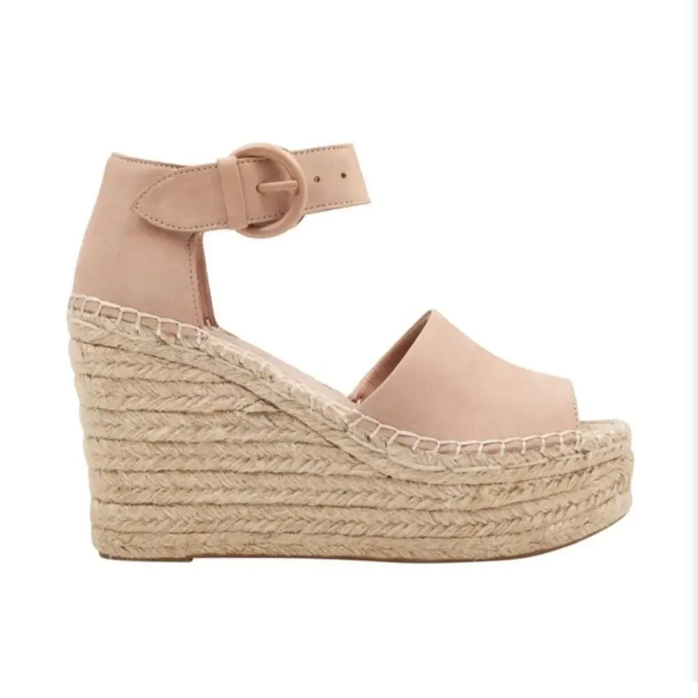 Marc Fisher LTD Alida Espadrille Platform Wedge LIGHT LATTE Size 9.5